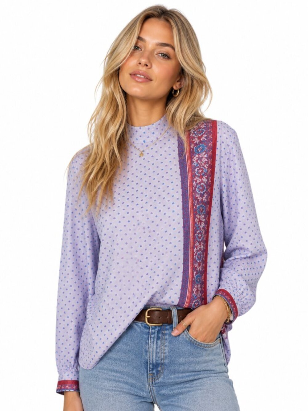 Vintage Lady Blair Top Size 14 Purple Floral Cottage Long Sleeve Retro Throwback